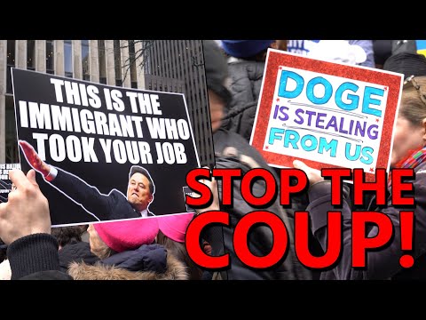 "NOBODY VOTED FOR MUSK!" Big Trump-Musk Protest Outside Fox News