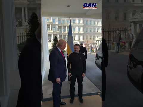 President Donald Trump Greets Ukrainian President Volodymyr Zelenskyy