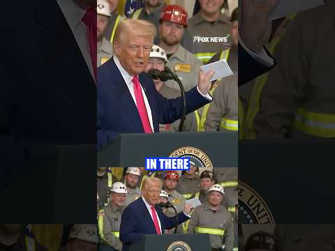 Trump gives coal miner a shout out, signs his speech at White House event #shorts #foxnews