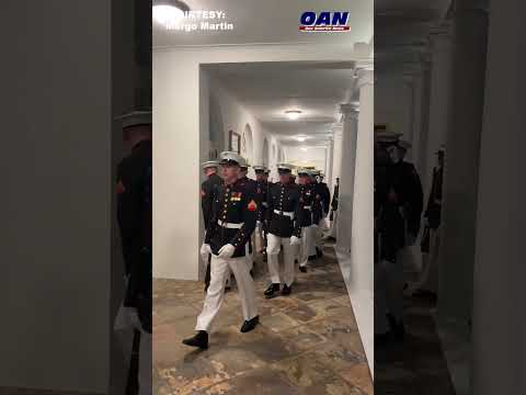 the Marine Corps Silent Drill Platoon was invited into the Oval Office by President Trump 6 the Marine Corps Silent Drill Platoon was invited into the Oval Office by President Trump