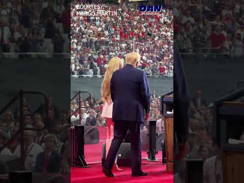 President Trump closes his speech at Charlie Kirk’s memorial by bringing Mrs. Erika Kirk onstage. 10 President Trump closes his speech at Charlie Kirk’s memorial by bringing Mrs. Erika Kirk onstage.