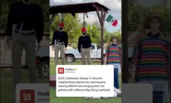 MAGA Mannequins HUNG From Gallows in Gross "Halloween Display" 2 MAGA Mannequins HUNG From Gallows in Gross "Halloween Display"