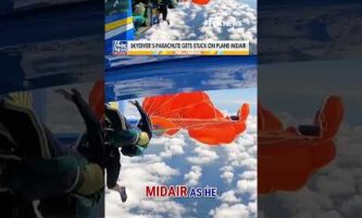 WATCH: Skydiver's parachute gets CAUGHT on plane #foxnews #news #us #fox 4 WATCH: Skydiver's parachute gets CAUGHT on plane #foxnews #news #us #fox