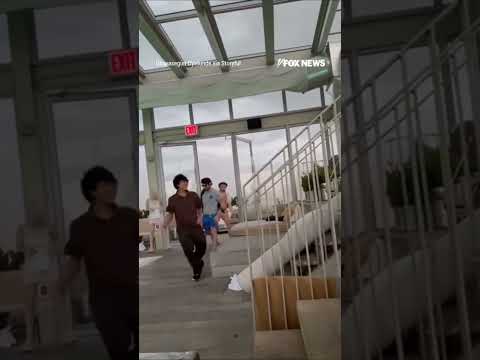 Coolers, cushions sent FLYING as severe storm slams NYC rooftop pool #foxnews #news #shorts